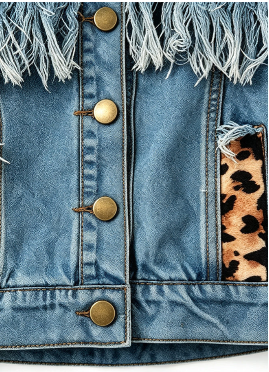 Allio Leopard Denim Jacket