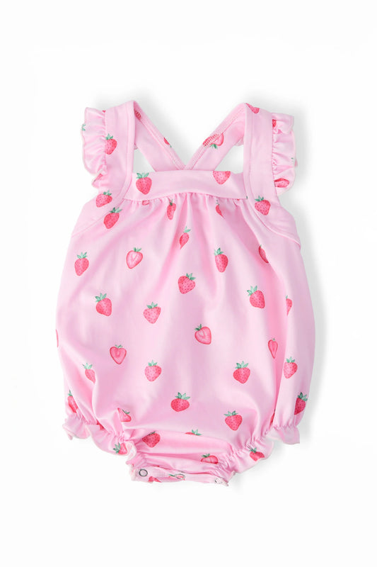 Sweet Strawberries Ruffle Romper