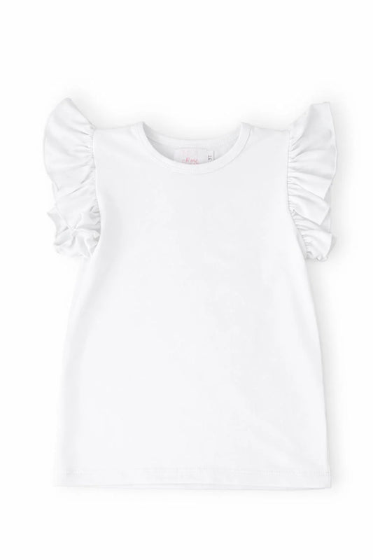 White S/S Ruffle Tee