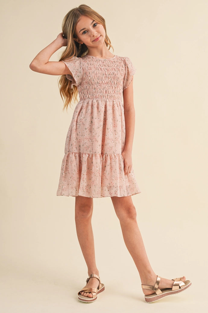 Tween Girls Smocked Flounce Dress