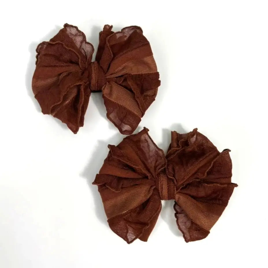 RR Ruffled Clip Set - Chestnut