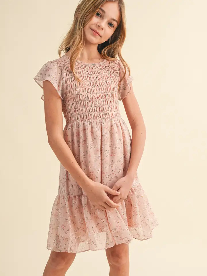 Tween Girls Smocked Flounce Dress