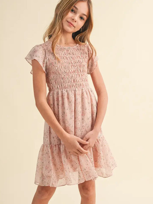 Tween Girls Smocked Flounce Dress