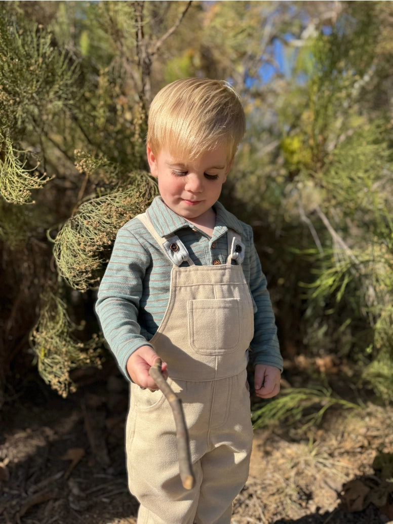 Gentry Beige Moleskin Woven Overalls