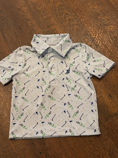 Golf Print w/Stripe S/S Polo