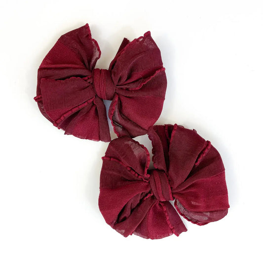 RR Ruffled Clip Set - Maroon