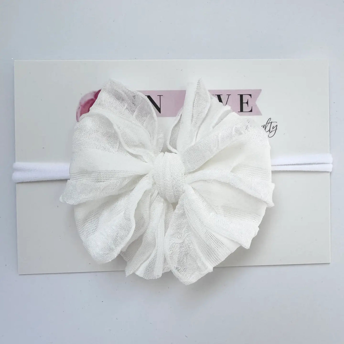 Skinny Mini Ruffled Headband- Off White