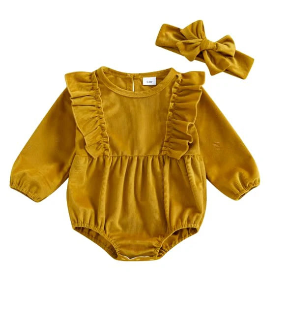 AJ Velvet Baby Romper - Gold