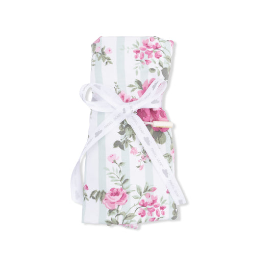 Cabbage Rose Stripe -Ruffle Burp Cloth