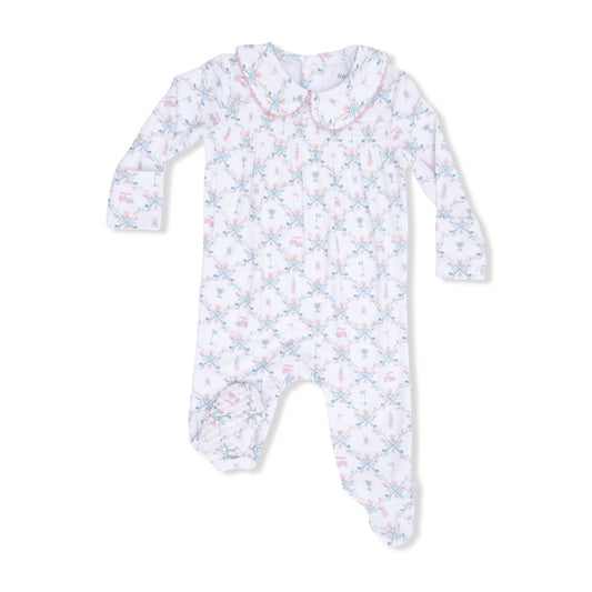 Golf Trellis Pink -Smocked Snap Footie