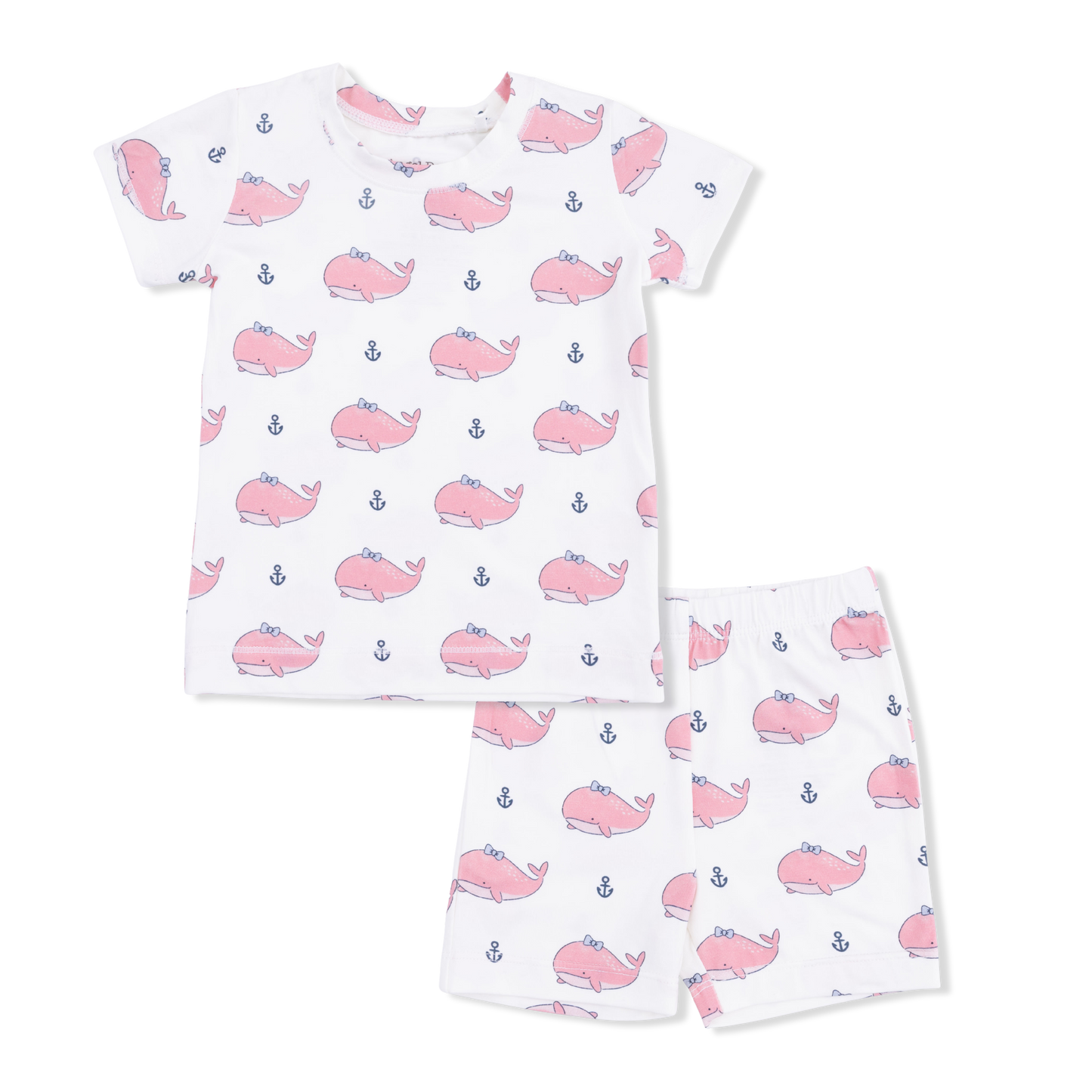 Bubbly Whale With Bow Pink - Loungewear Short Set