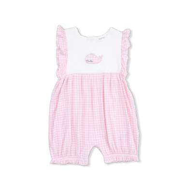Bubbly Whale With Bow Pink - Ruffle Playsuit