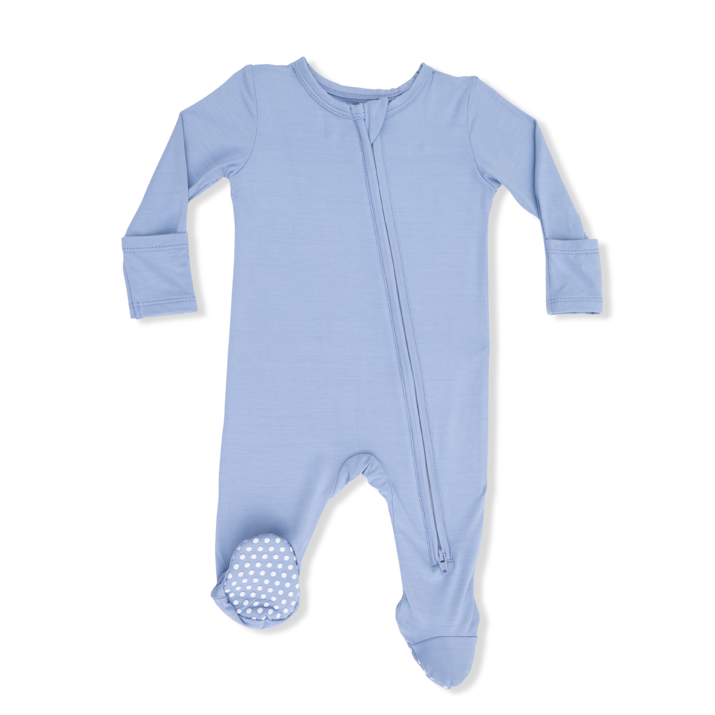 Solid Blue Fog - 2 Way Zipper Footie