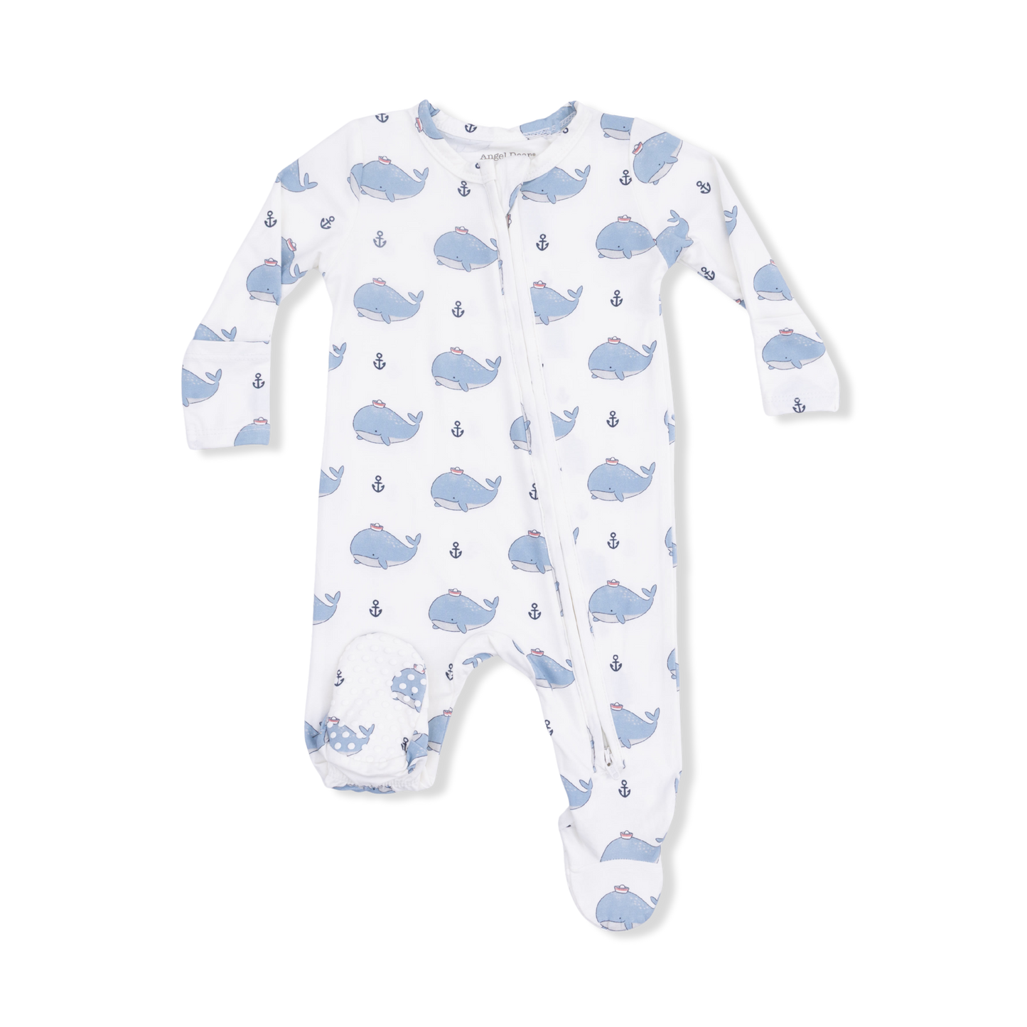 Sailor Whales Blue - 2 Way Zipper Footie