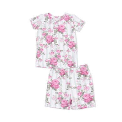 Cabbage Rose Stripe Lounge Short Set