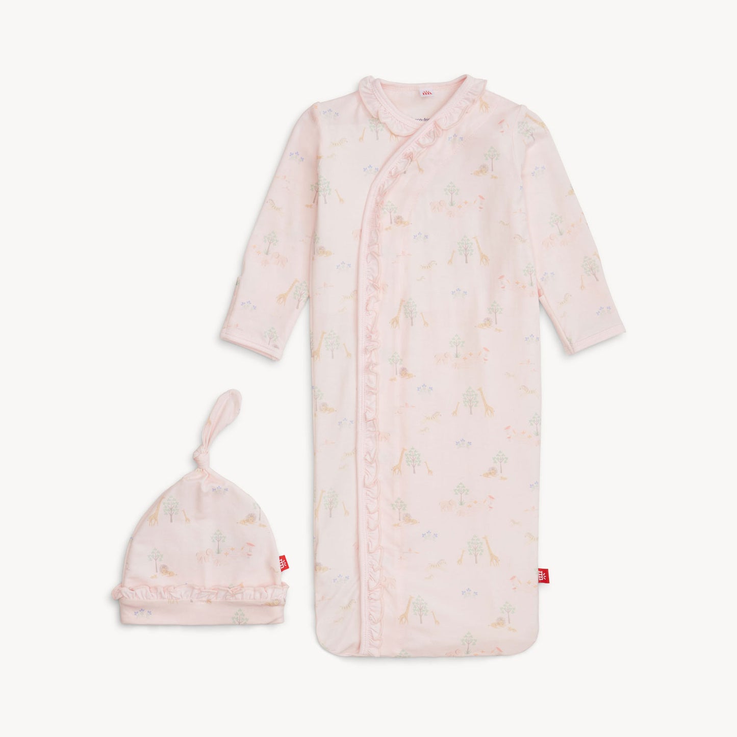 Pink Serene Safari Gown Hat Set With Ruffles