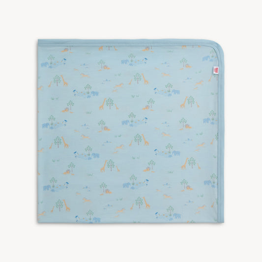 Serene Safari Blue Modal Baby Blanket