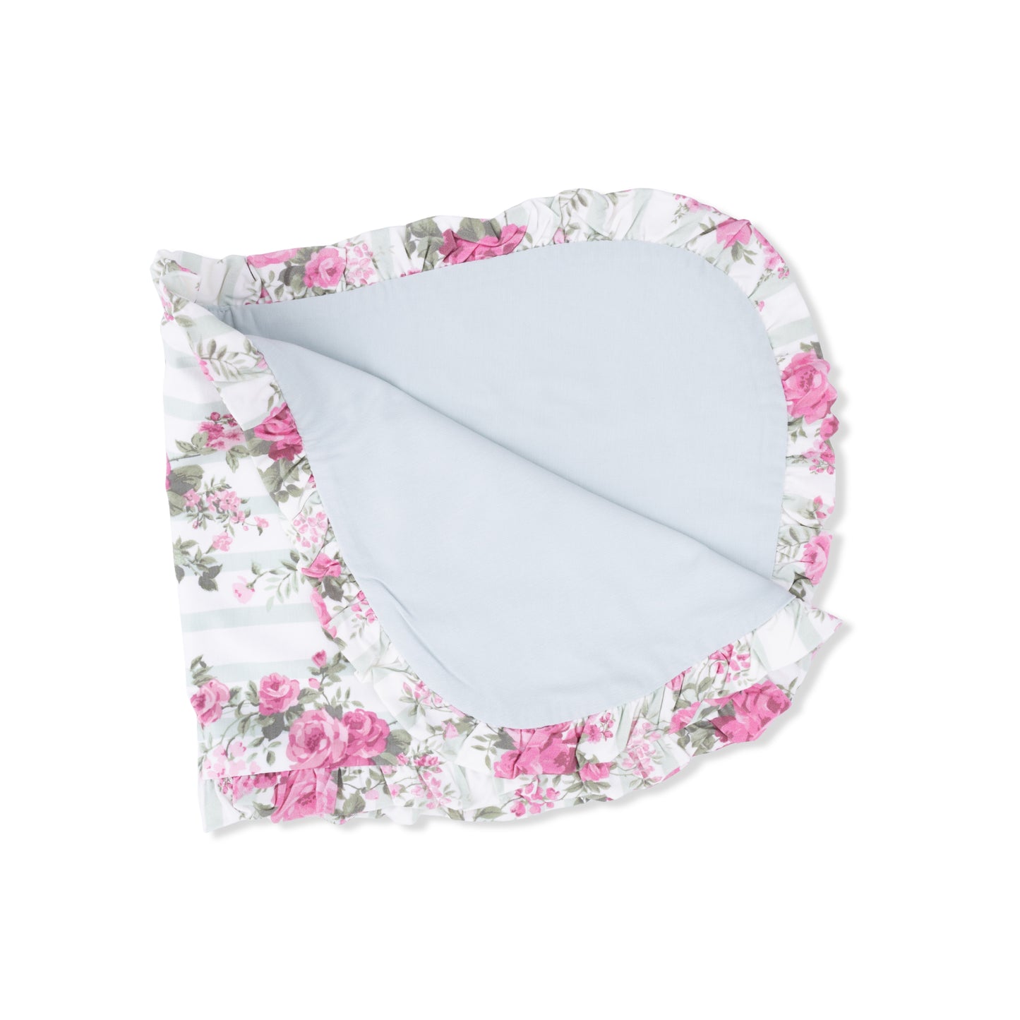Cabbage Rose Stripe -Ruffle Burp Cloth